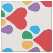 ハート足の柄の飾足跡と愛！ ファブリック (クローズアップ)