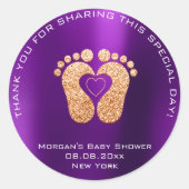ハート足ベビーシャワーお気に入りギフト感謝してい金ゴールドビオール ラウンドシール (正面)