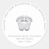 ハート足ベビーシャワー好意ガールグレ感謝していーグホワイト ラウンドシール (正面)