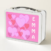 ハート輝くバレンタインピパーソナライズされたンク メタルランチボックス (裏面)
