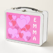 ハート輝くバレンタインピパーソナライズされたンク メタルランチボックス (正面)