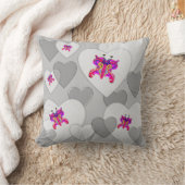 ハート輝くバレンタイン背景ピンク クッション (ブランケット)