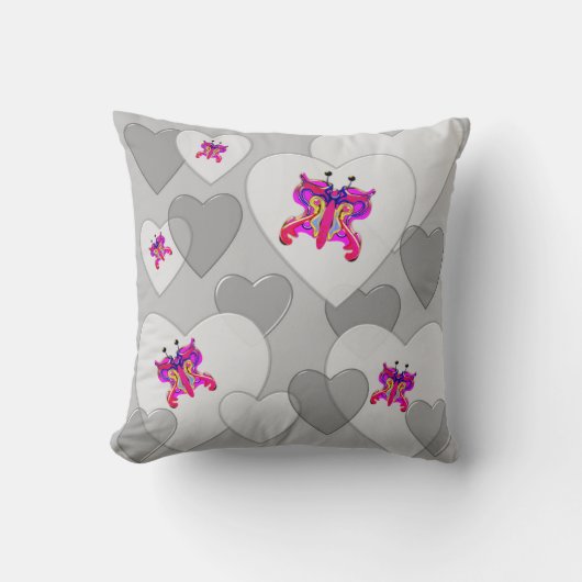 ハート輝くバレンタイン背景ピンク クッション (正面)