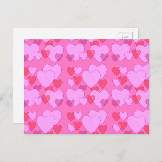 ハート輝くバレンタイン背景ピンク シーズンポストカード (正面/裏面)