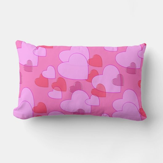 ハート輝くバレンタイン背景ピンク ランバークッション (正面)