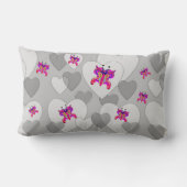 ハート輝くバレンタイン，背景グレー ランバークッション (裏面)