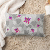 ハート輝くバレンタイン，背景グレー ランバークッション (ブランケット)