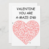 ハート迷路 – バレンタインデイカード（フラット） 招待状 (正面/裏面)