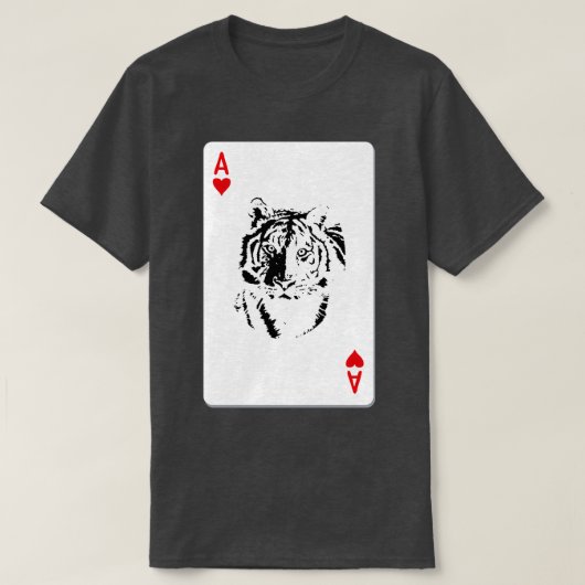 ハート遊のカードのエースと虎 Tシャツ (デザイン正面)