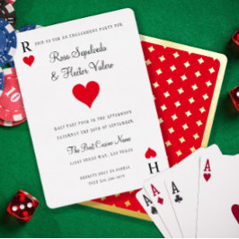 ハート遊のカード婚約パーティ金ゴールド 箔招待状