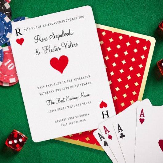 ハート遊のカード婚約パーティ金ゴールド 箔招待状