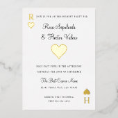 ハート遊のカード婚約パーティ金ゴールド 箔招待状 (正面)