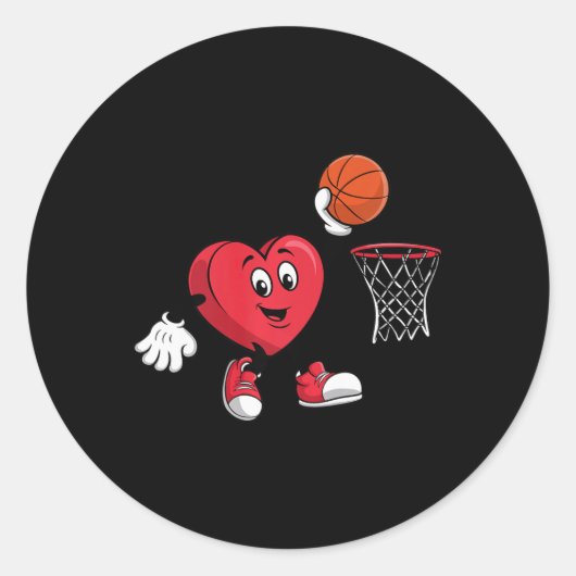 ハート遊のバスケットボールバレンタインデー ラウンドシール (正面)