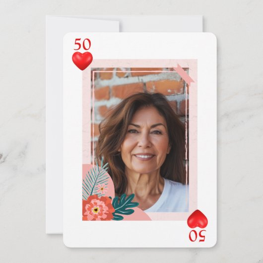 ハート遊カード50th誕生日パーティーへの招待 招待状 (裏面)
