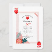 ハート遊カード60th誕生日パーティーへの招待 招待状 (正面)