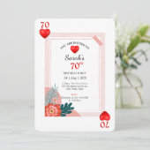 ハート遊カード70th誕生日パーティーへの招待 招待状 (スタンド正面)