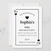 ハート遊カード80th誕生日パーティーへの招待 招待状 (正面)