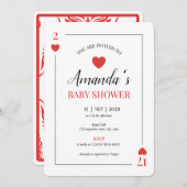 ハート遊ズカードバレンタインデー赤ちゃんシャワー 招待状 (正面/裏面)