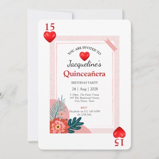 ハート遊ズカード15th誕生日キンセアニラ 招待状 (正面)