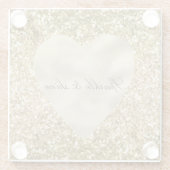 ハート金ゴールドグリッター パーソナライズされた ガラスコースター (裏面)