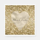 ハート金ゴールドグリッター パーソナライズされた スタンダードランチョンナプキン (正面)