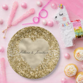 ハート金ゴールドグリッター パーソナライズされた ペーパープレート (パーティー)