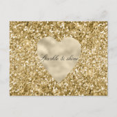 ハート金ゴールドグリッター パーソナライズされた ポストカード (正面)