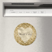 ハート金ゴールドグリッター パーソナライズされた マグネット (インサイチュ (食洗機))