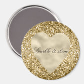 ハート金ゴールドグリッター パーソナライズされた マグネット (正面/裏面)