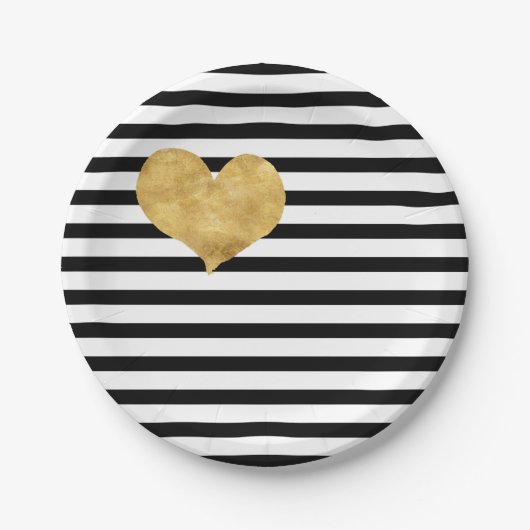 ハート金ゴールドフランスのスタイル   ペーパープレート (正面)