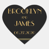 ハート金ゴールドブラック素晴らしギャツビー結婚式用シール ハートシール (正面)