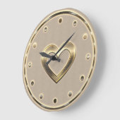 ハート金ゴールド壁時計 ラージ壁時計 (傾斜)