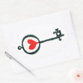 ハート鍵シール 楕円形シール (封筒)