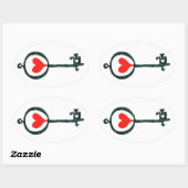 ハート鍵シール 楕円形シール (シート)