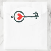 ハート鍵シール 楕円形シール (バッグ)