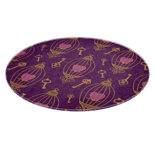 ハート鍵パターン カッティングボード (角)