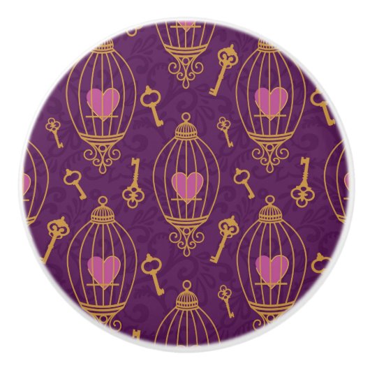 ハート鍵パターン セラミックノブ (正面)