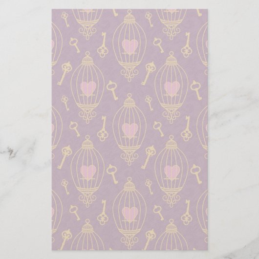 ハート鍵パターン 便箋 (正面)