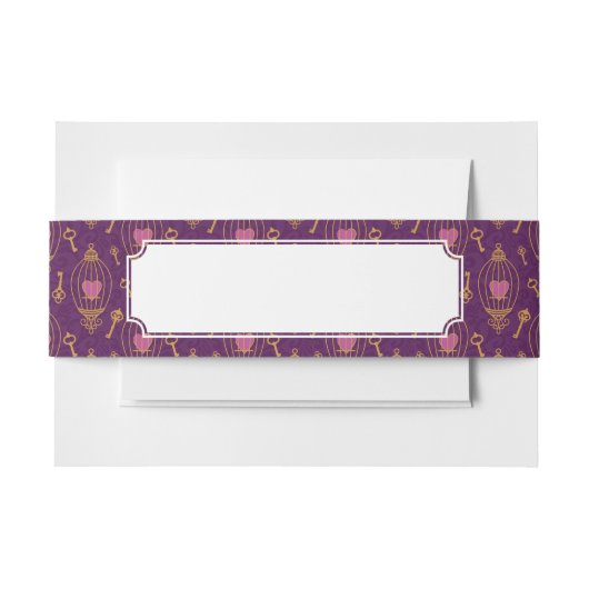 ハート鍵パターン 招待状ベリーバンド (正面例)