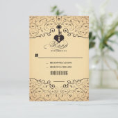 ハート鍵ヴィンテージウェディングRSVPカード 出欠カード (スタンド正面)