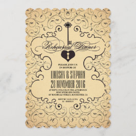 ハート鍵ヴィンテージリハーサルディナー招待状 招待状