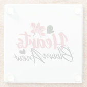 ハート開花改感動的新 – フローラ引用文 ガラスコースター (裏面)