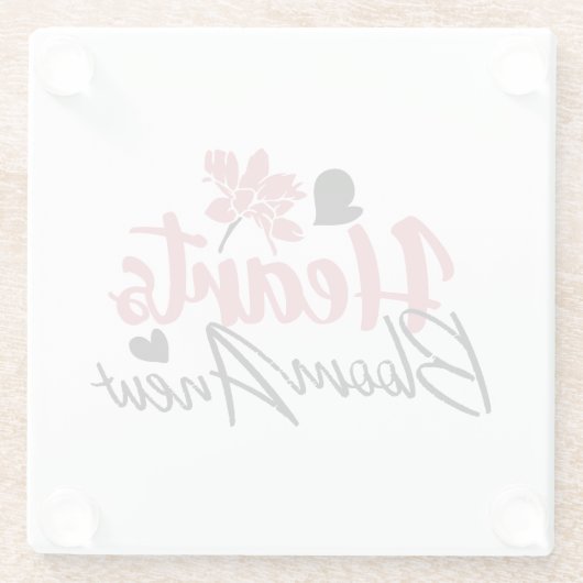 ハート開花改感動的新 – フローラ引用文 ガラスコースター (裏面)