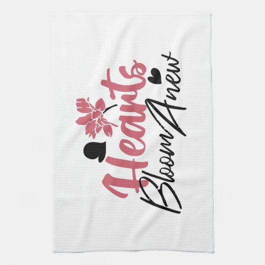 ハート開花改感動的新 – フローラ引用文 キッチンタオル (縦)