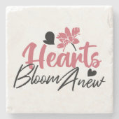 ハート開花改感動的新 – フローラ引用文 ストーンコースター (正面)