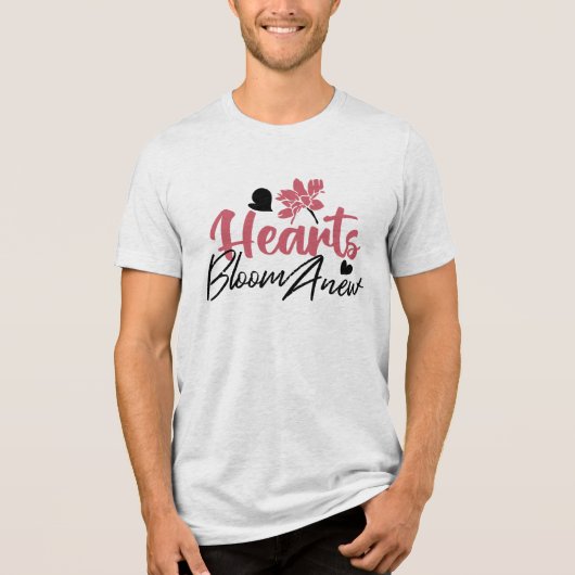 ハート開花改感動的新 – フローラ引用文 トライブレンドTシャツ (正面)