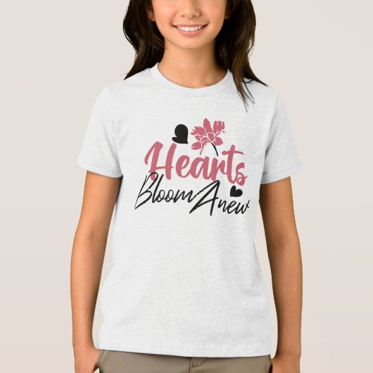 ハート開花改感動的新 – フローラ引用文 トライブレンドＴシャツ (正面)
