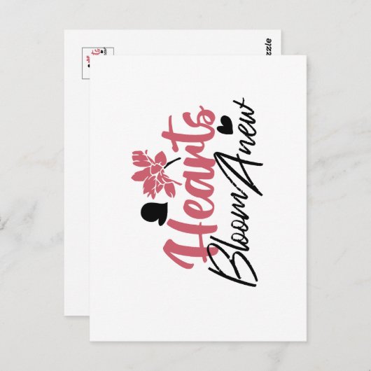 ハート開花改感動的新 – フローラ引用文 ポストカード (正面/裏面)