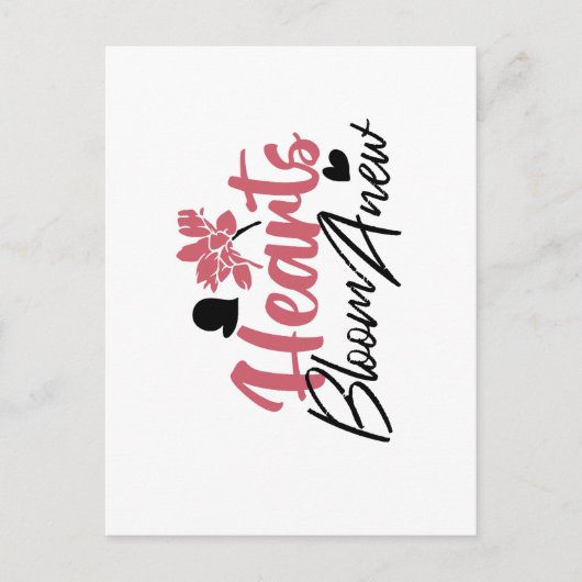 ハート開花改感動的新 – フローラ引用文 ポストカード (正面)