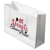 ハート開花改感動的新 – フローラ引用文 ラージペーパーバッグ (正面アングル)